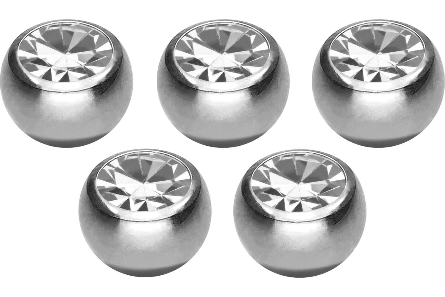 SET Titan Schraubkugel KRISTALL von Piercingline